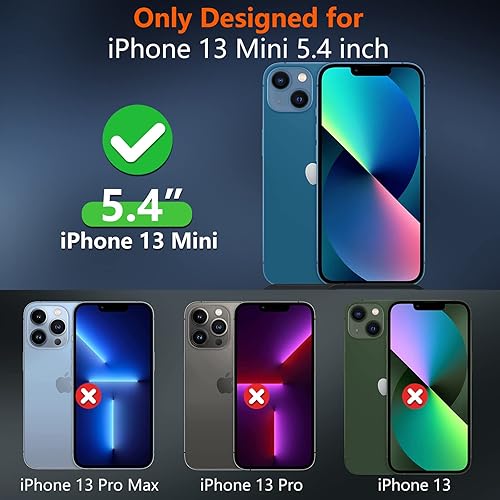 Miniatura 2 de SPIDERCASE Funda diseñada para iPhone 13 Mini, con 2 paquetes protectores de pantalla de vidrio templado protección contra caídas de grado militar