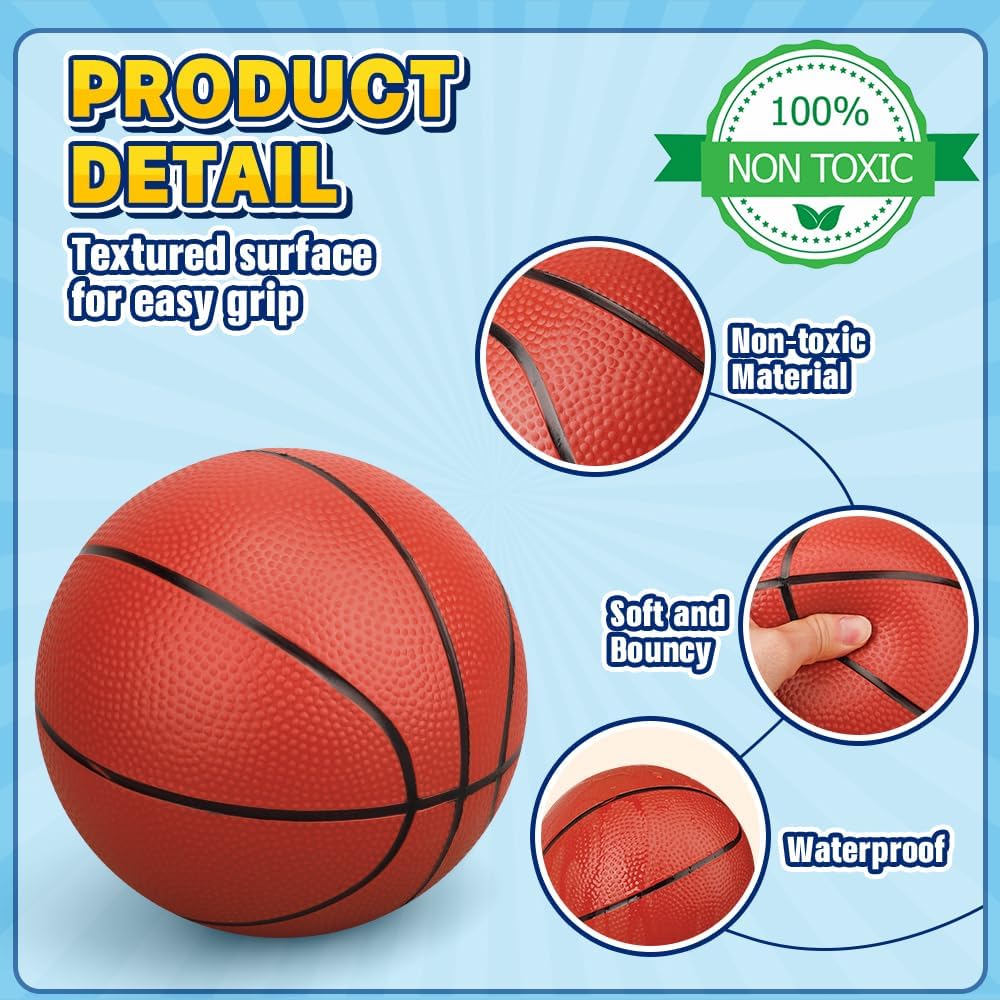 Mechaniker 25cm Mini Basketball für Indoor-Mini-Basketballkorb, Kleiner Ersatz-Softball für aufblasbaren Pool, Strand-Sandkasten, Outdoor Geschenkpaket für Kleinkinder, Kinder und Erwachsene, 5 Stück