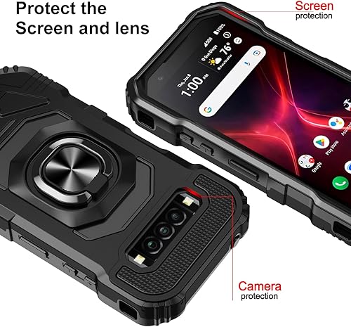 Miniatura 2 de Compatible con Kyocera DuraForce Pro 3 con soporte magnético de vidrio templado, soporte listo para soporte de soporte, funda protectora de cuerpo