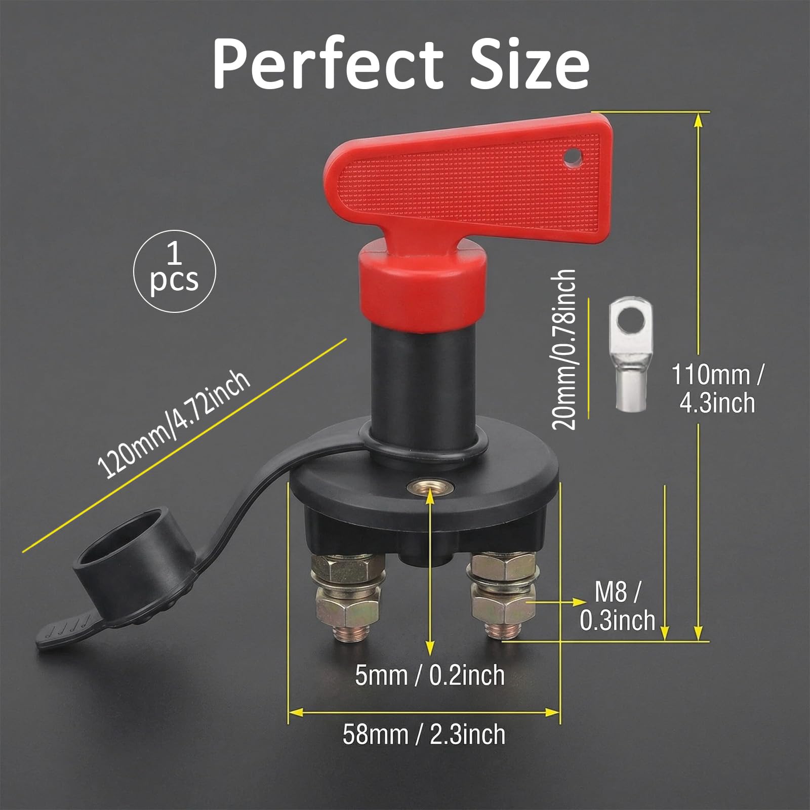 Isolateur de Commutateur Principal de Batterie 12V avec 2 Clés, Coupe Circuit Batterie 12V 300A pour Voiture, Bateau, Interrupteur de Batterie Principal de Déconnexion, Coupe Batteria Voiture et Moto