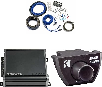 KICKER CXA800.1 800 Watt Mono Amp & 4AWG 2 Channel Amp Install Kit w/Bass Knob Bundle