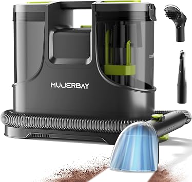 Upholstery Carpet Cleaner, MUJERBAY Portable Spot and Stain Cleaner Shampooer, Easy Move with Handle, 1.5-inch Deep Cleaning Machine for Couch, Stairs, Car and Pet Messes.