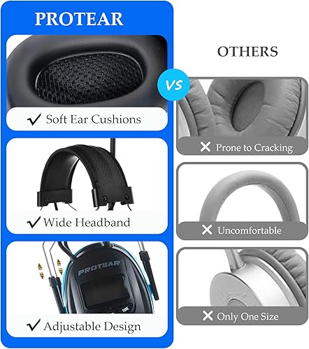 Miniatura 5 de PROTEAR E8830 auriculares con radio digital AM FM, protección auditiva con reducción de ruido de 25dB, orejeras de seguridad, protectores de oídos