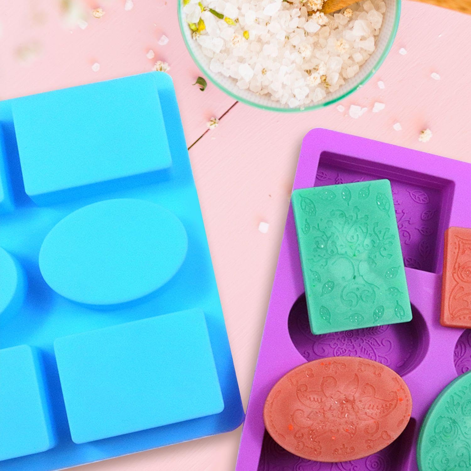 Paquete De 2 Moldes De Silicona Estampados, Moldes Multifuncionales, Moldes para Hornear, Se Pueden Utilizar para Hacer Jabón, Aromaterapia, Pasteles