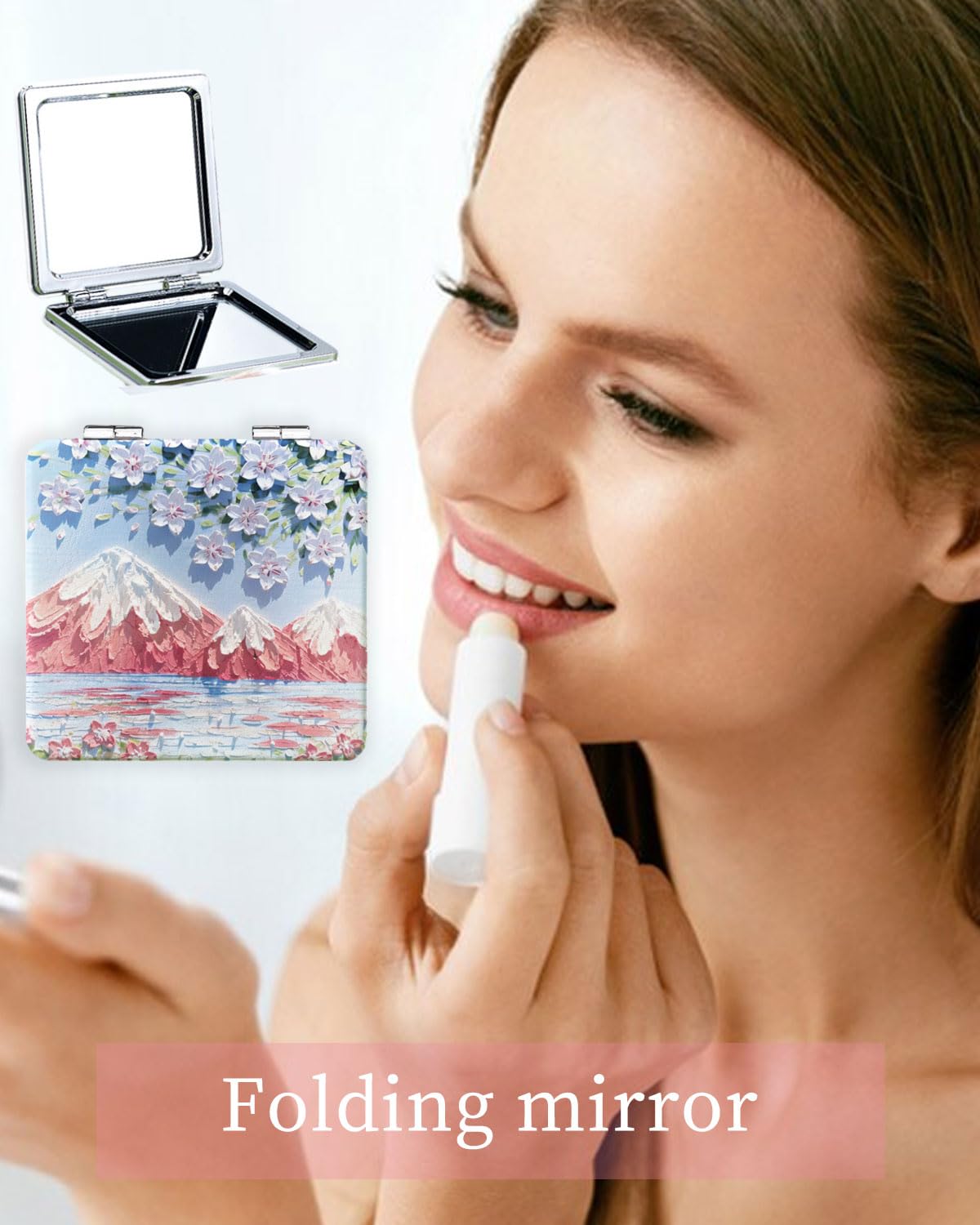 Specchio Compatto, Specchio Tascabile Fiore Retrò, Piccolo Specchio per Borsa, Mini Specchio Portatile per Trucco da Viaggio, Specchio Ingranditore Pieghevole 1x/2x per Donne e Ragazze