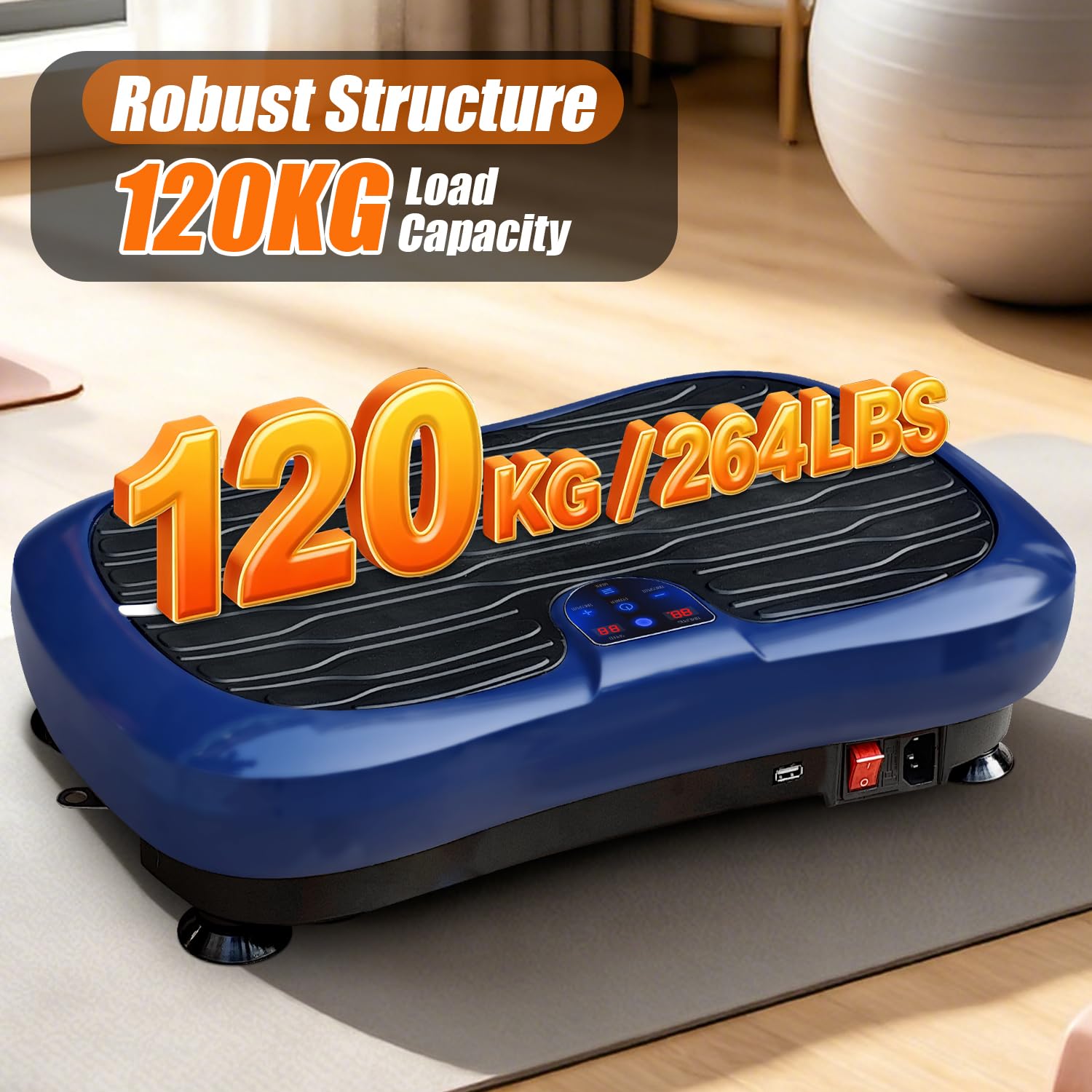 Vibrationsplatte - Rüttelplatte Sport für Zuhause - 99 Intensitätsstufen - 5 Trainingsprogramme - Vibrationsboard für Ganzkörpertraining, Muskelaufbau, Bluetooth Lautsprecher, 120KG Tragkraft