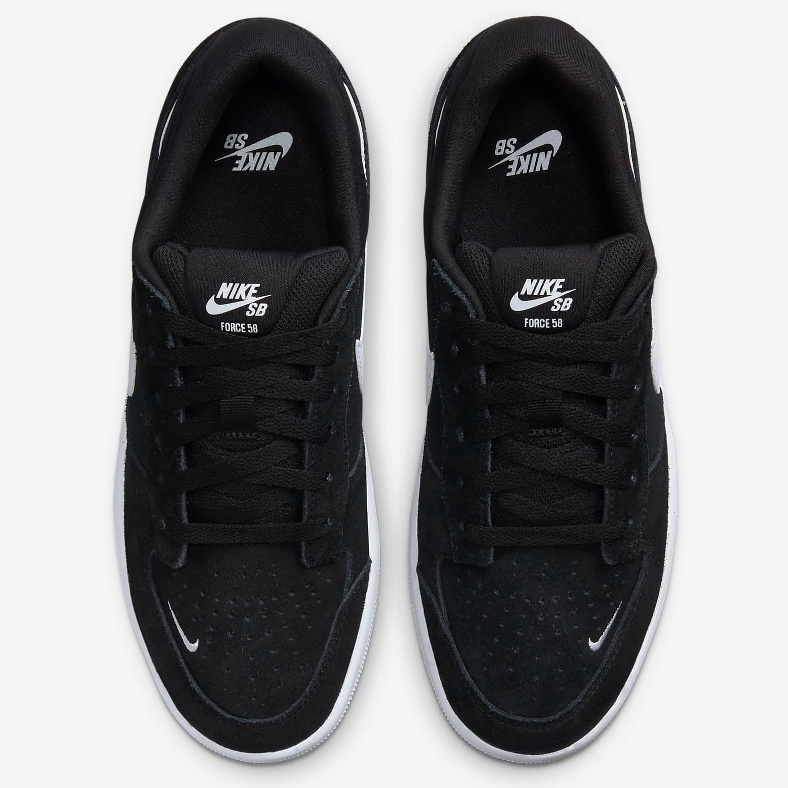 Nike SB Force 58 Skate Shoes (CZ2959-001, Black/Black/White) Size 7