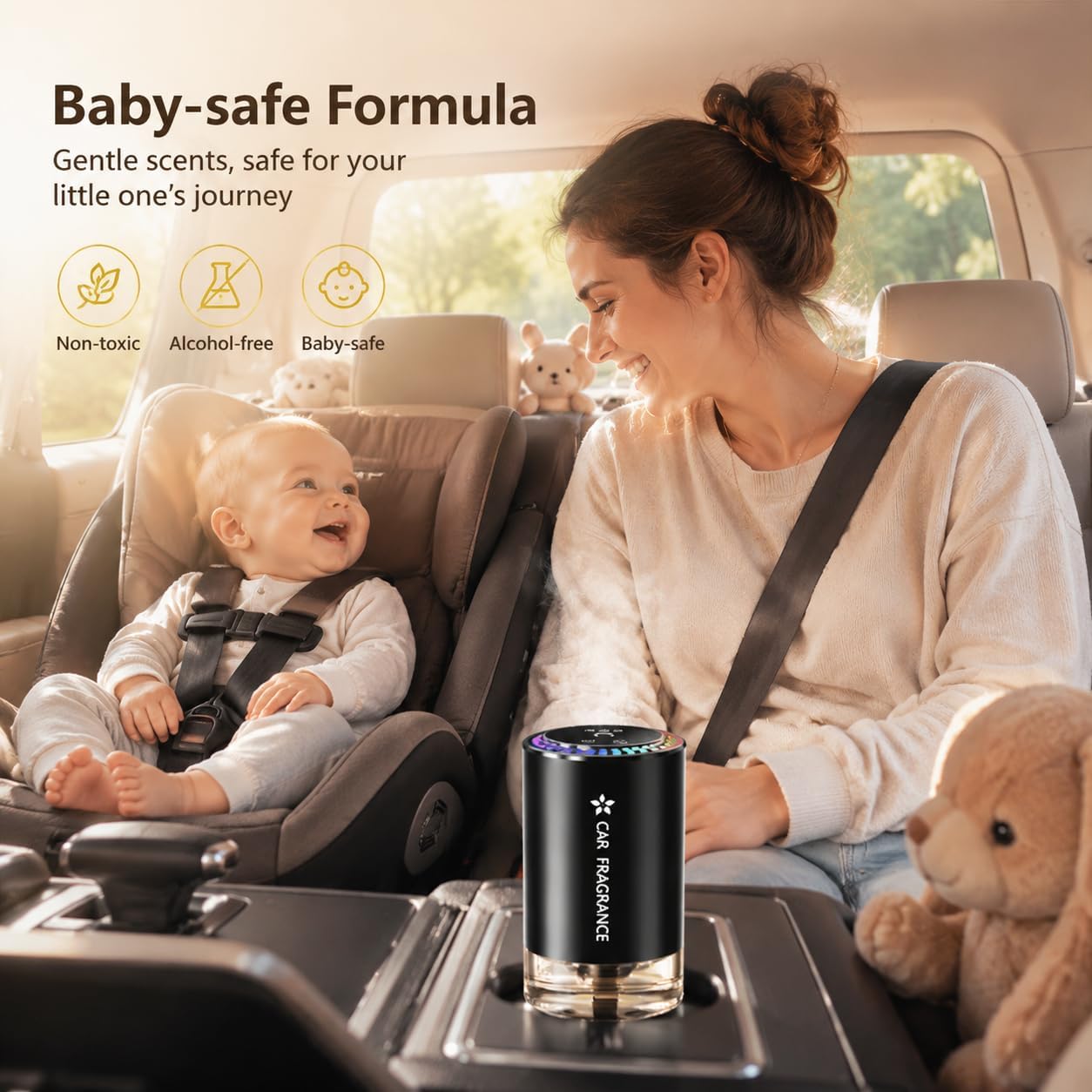 Natural Plant Extract Car Air Freshener Diffuser | Long Lasting Fragrance, 50ml with Volatile Sticks, Safe for Pregnancy & Baby, Vent Clip Compatible, Various Scents（Azure Ocean）