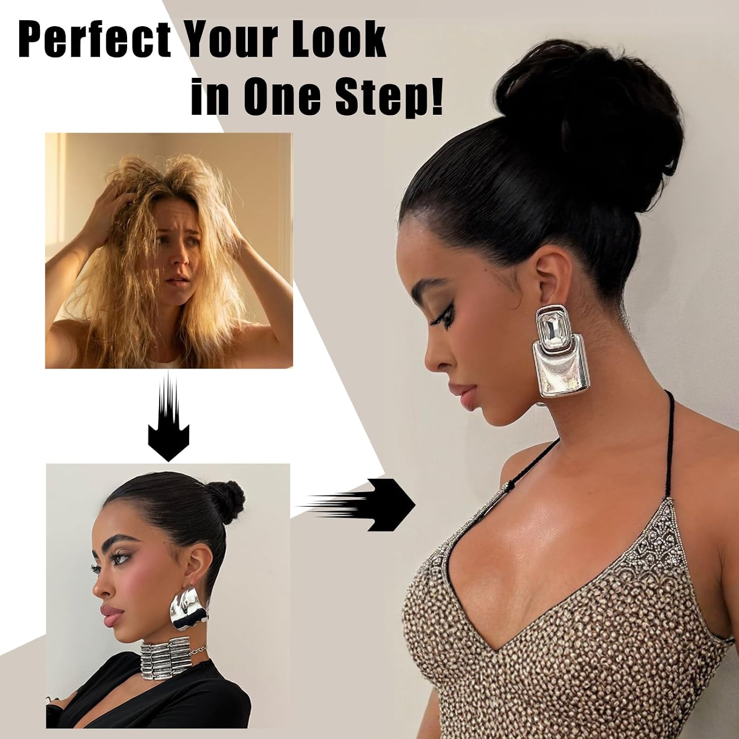 2PCS Messy Bun Hair Piece Wavy Curly Thick Updo Hairpiece Synthetic Chignon Hair Bun Scrunchies Extension for Women