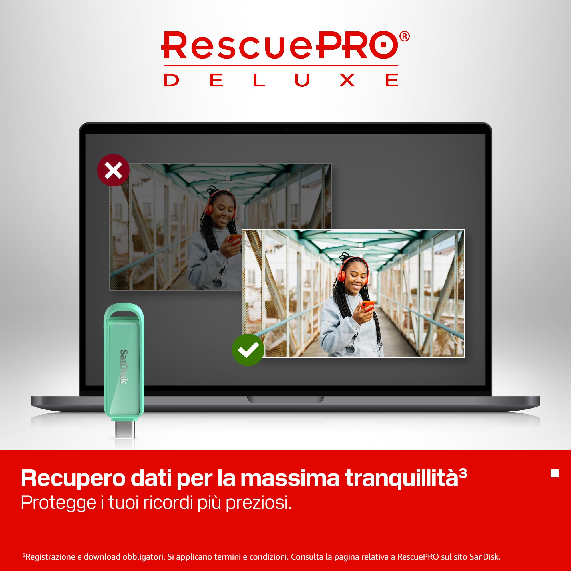 SANDISK Unità per telefono con USB Type-C 512 GB (per smartphone, tablet e computer, velocità fino a 150 MB/s, backup automatic, recupero dati) - Seafoam Green