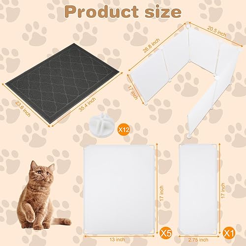 Miniatura 7 de Caja de arena para gatos con alfombrilla de arena para gatos, fácil de limpiar, caja de arena extra grande para gatos, escudos para orina para