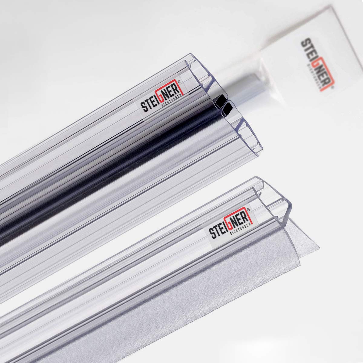 STEIGNER Junta mampara ducha UK13 100cm (1 ud.) transparente para puerta 3,5-5 mm - Set con 2x juntas magnética UKM01 200cm para puertas de ducha 180° - Ajuste perfecto, Fácil instalación, Impermeable