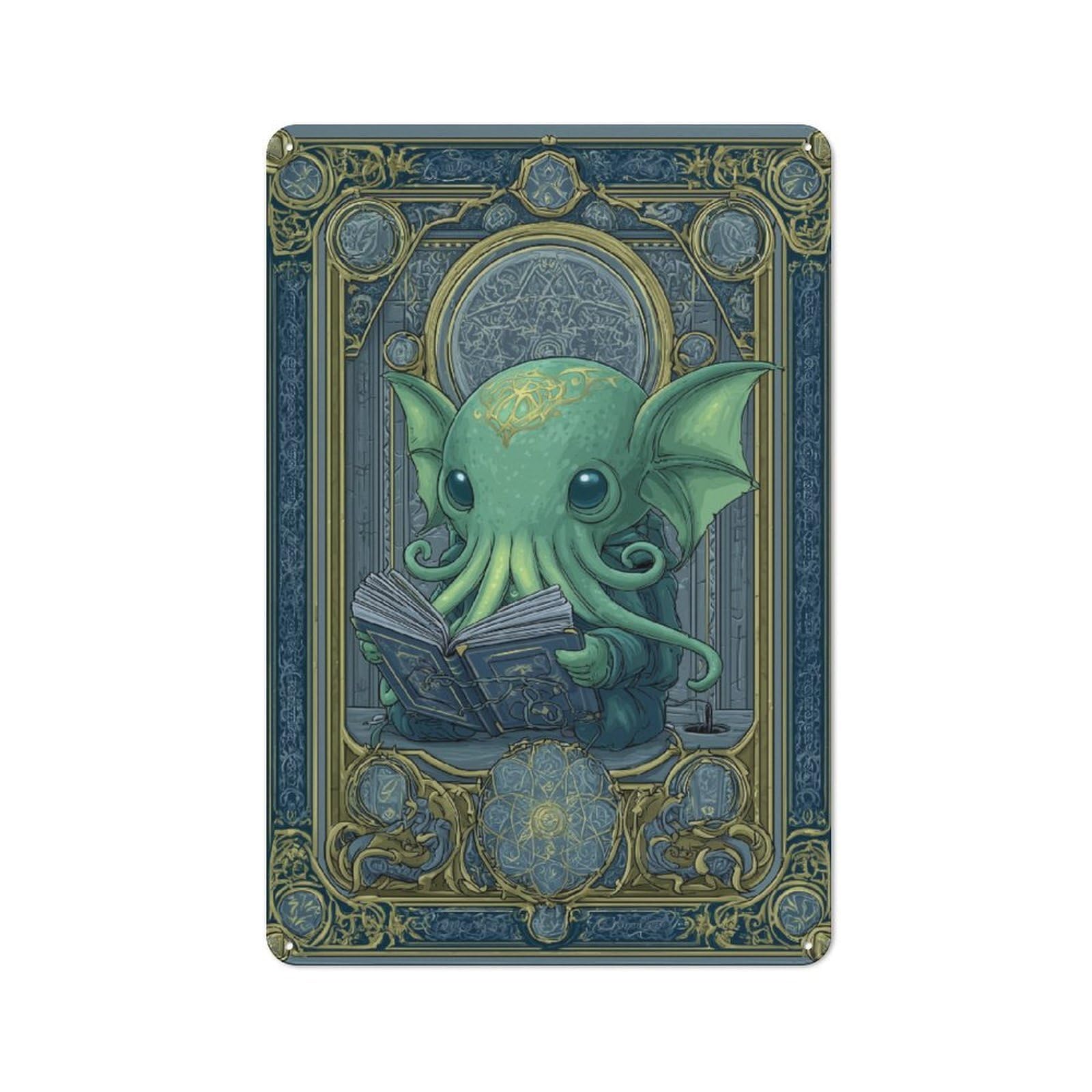 Junmoney Cthulhu's Tome Metal Wall Sign 30X20cm Featuring For Garage Wall, For Kitchen, Dining Room And Home Bar Wall Decor