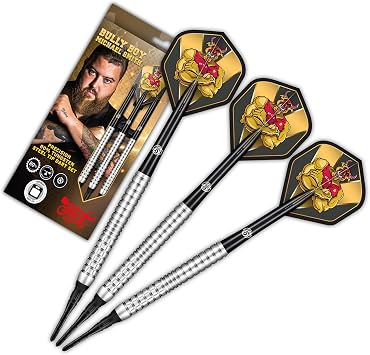 Shot! Darts Soft Tip, Michael Smith Bully Boy Precision 18g / 20g, 90% Tungsten Barrel, Handcrafted Professional Dart Set & Flights Made in New Zealand, Plastic Tip for Electronic Dartboard