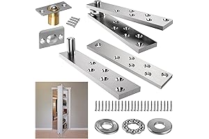Hidden Bookcase Door Hinge Kit, Secret Door Hardware with 360° Rotation