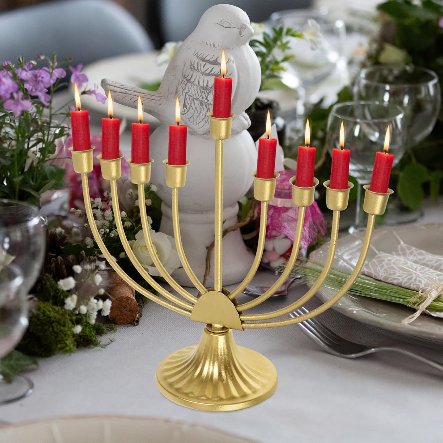 Ciieeo Menorah Candle Holder Retro Multi-Branch Candelabra for Hanukkah and Jewish Celebrations Elegant Table Centerpiece for Home and Dining Decor