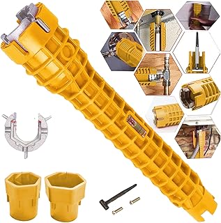 Faucet and Sink Installer Tool,8 in 1 Faucet and Sink Installer Multi Tool,Multi-Purpose Plumbing Tool Multifunctional Repair Installation Hand Tools For Toilet Bowl/Sink/Kitchen（One-way Yellow）