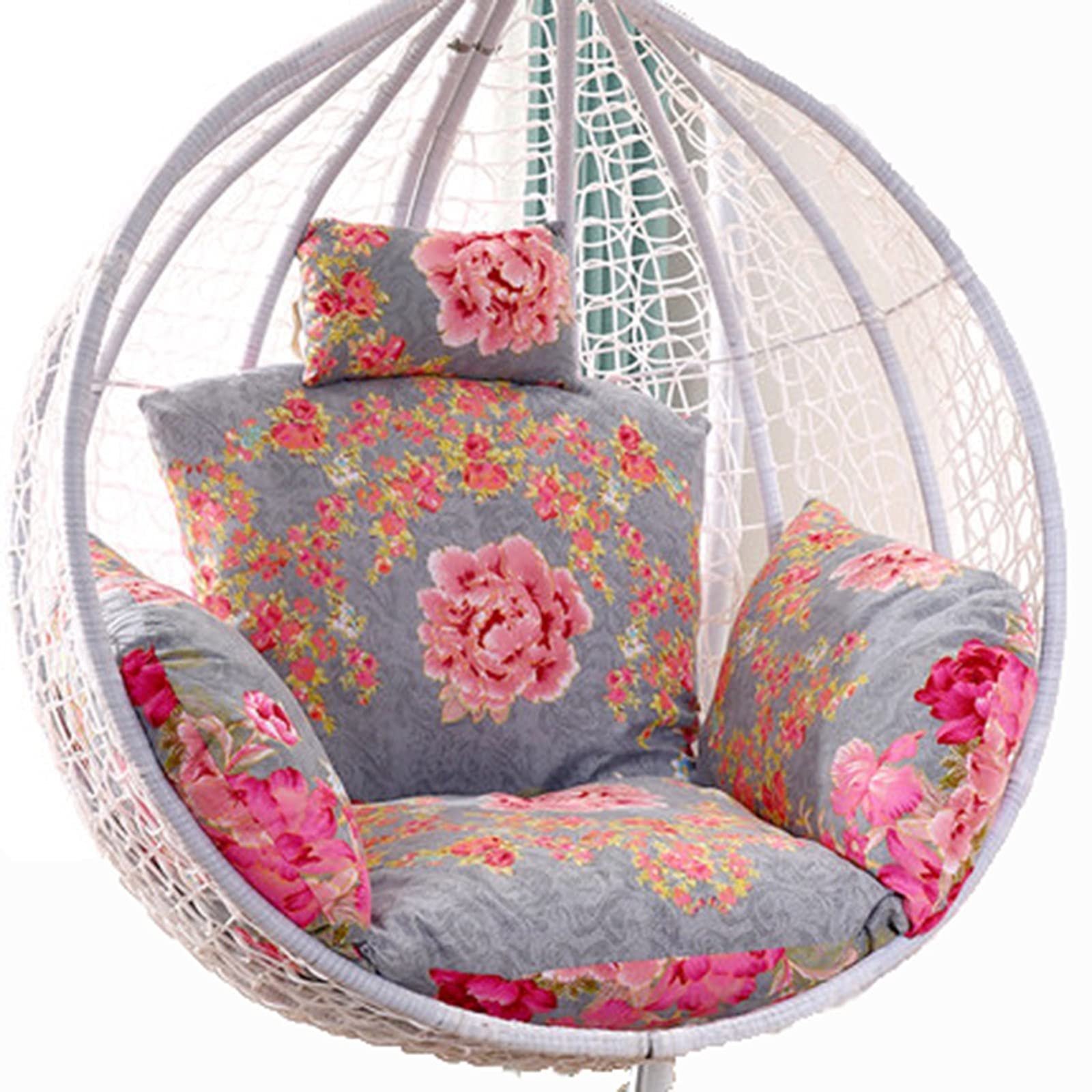 ERTsrhFD Hanging Swing Chair Seat Thicken Hammock Cushion with Headrest And Armrests, Outdoor Garden Pads(Peony)