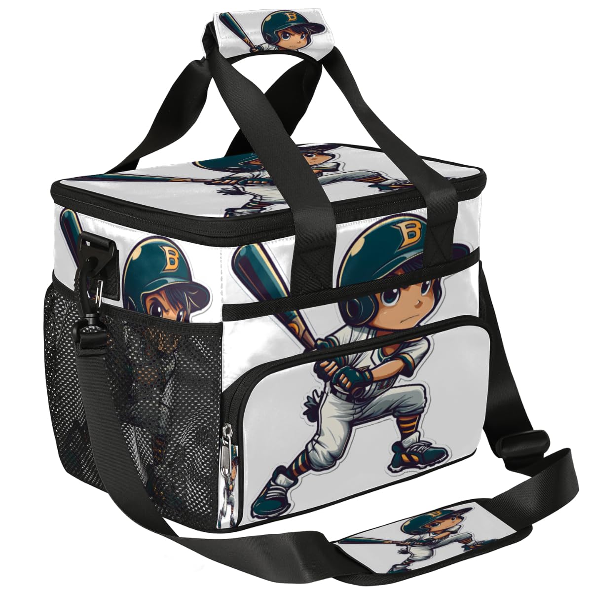 Insulated Picnic Backpack Lunch Box for Women Men Picnic Basket Tote Lunch Bag Picnic Bag Portable Lunch Bags for Picnic, Beach, Work, Trip,Office, Camp Baseball Player