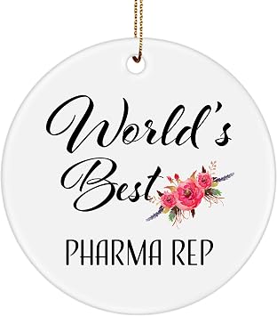 Pharma Rep Ornament for Chirstmas Tree - Worlds Best Pharma Rep for Xmas 2025 2026 2027 2028 2029 - Coworker Staff Employee Boss Manager Round Ornament Ceramic - Party Decoration