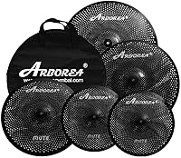 Vista 12 de Paquete de platillos de bajo volumen con juego de silenciadores negros de 25,4 cm splash + 35,6 cm hi-hat + 40,6 cm crash + 45,7 cm crash + 50,8 cm