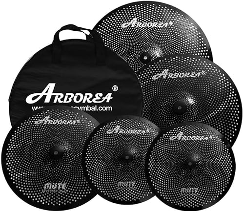 Miniatura 12 de Paquete de platillos de bajo volumen con juego de silenciadores negros de 25,4 cm splash + 35,6 cm hi-hat + 40,6 cm crash + 45,7 cm crash + 50,8 cm