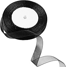 15mm Black Organza Ribbon - 45M, Thick Chiffon Ribbon for Gift Wrap, Hair Bows, Christmas, Weddings, DIY Crafts & Car Decoration