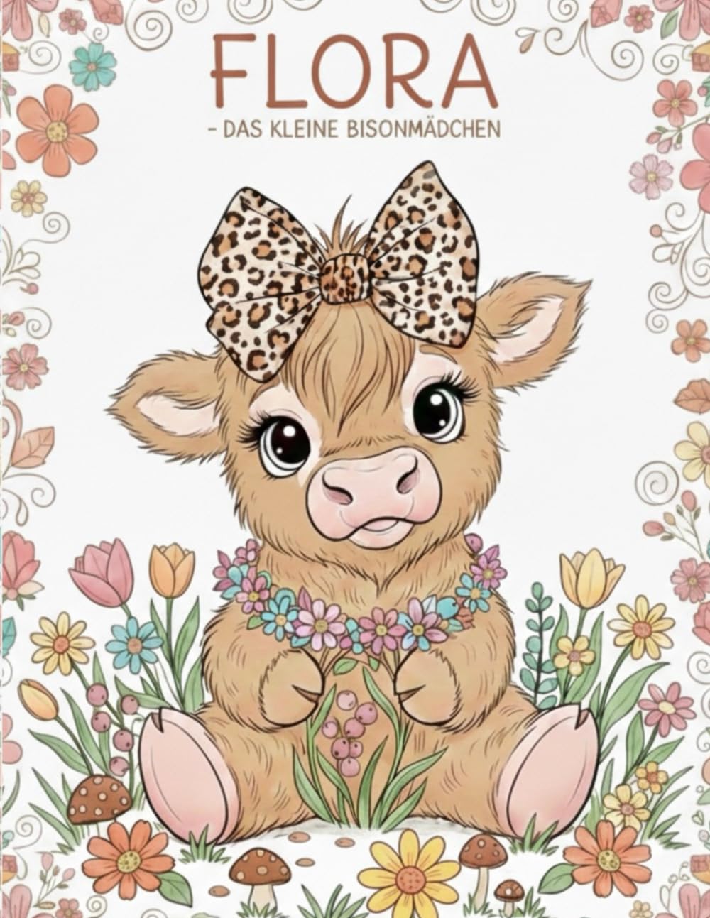 Flora das kleine Bisonmädchen - Malbuch: 50 süße Bison-Motive für Kinder ab 4 Jahren – Einseitig bedruckt gegen Durchfärben – Dicke Linien für einfachen Malspaß