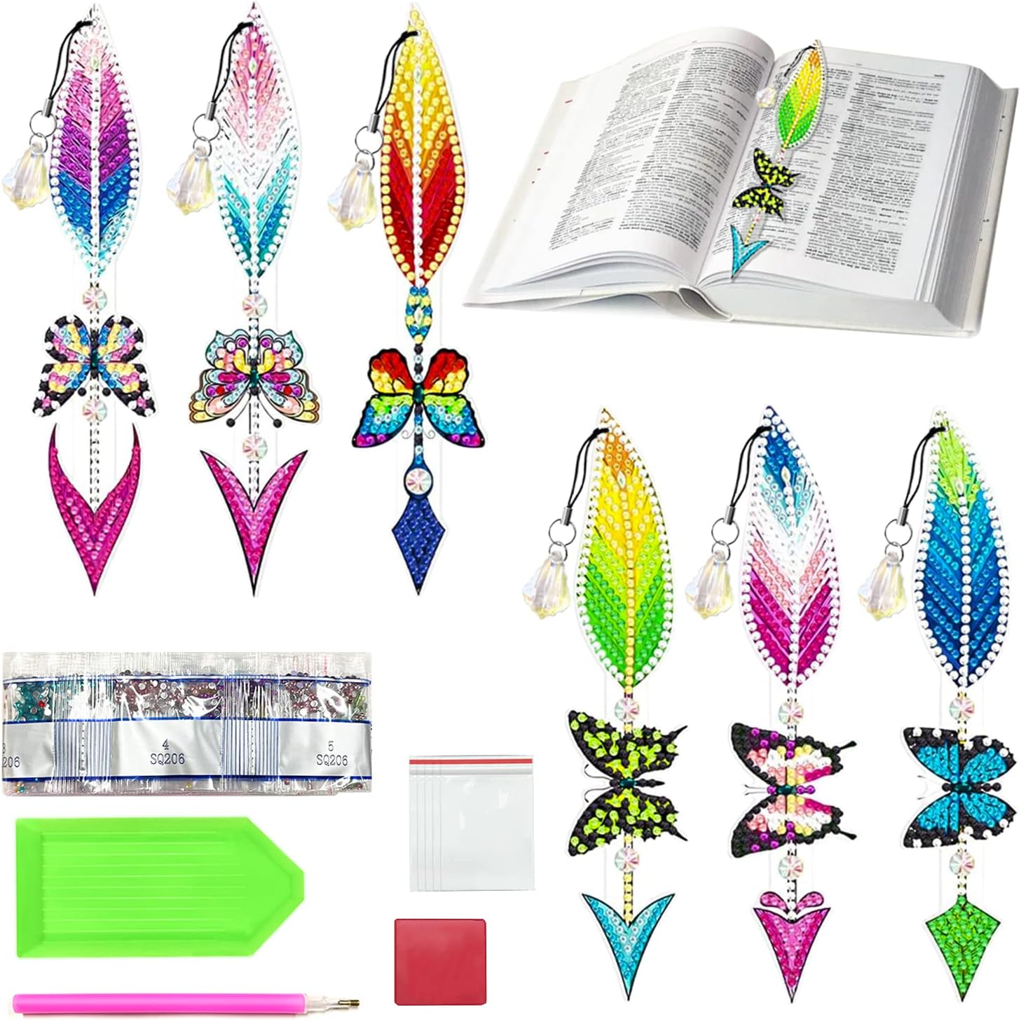 Diamond Painting Bookmarks 5D DIY Diamond Art Painting Feather