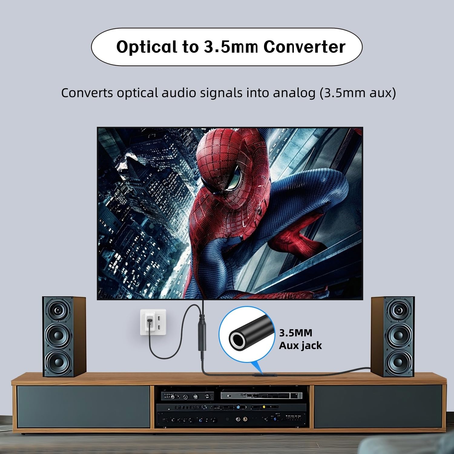 Da trasduttore ottico a 3,5 mm, adattatore audio Toslink a jack Aux Digital ad analogico, adattatore ottico con cavo audio rimovibile da 3,5 mm, per HDTV Blu-Ray HD DVD