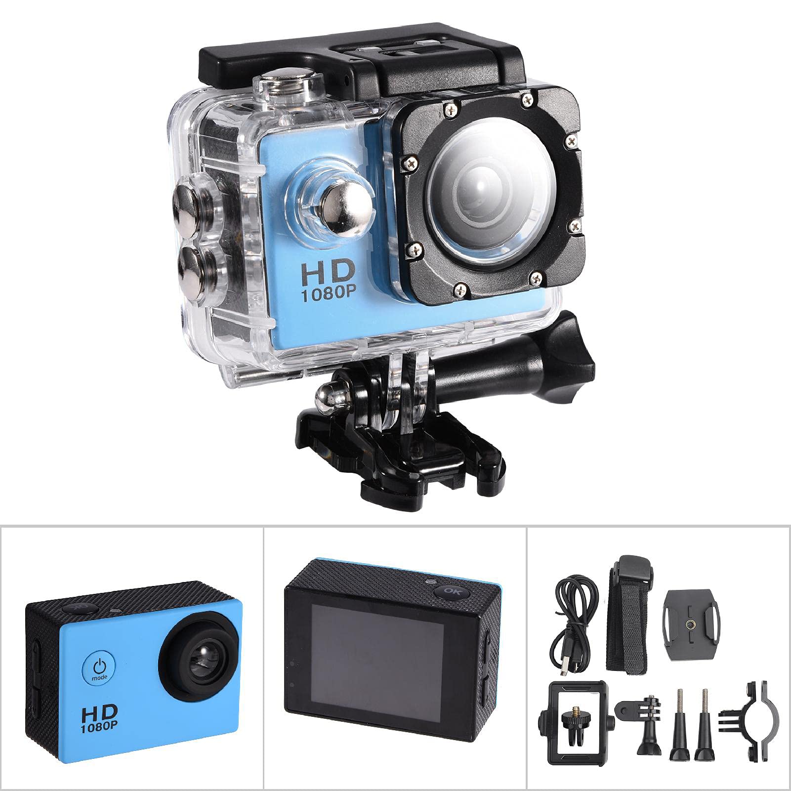Topiky wasserdichte Sport Kamera im Freien, Exquisite Action Kamera Video Kamera 30M Unterwasser DV Camcorder mit wasserdichtem Gehäuse,2,0 Zoll Bildschirm,USB