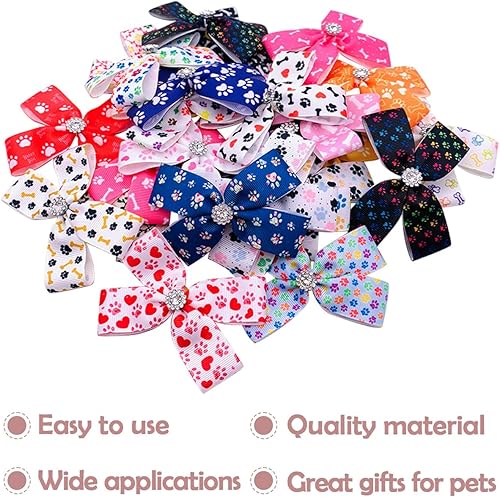 Miniatura 4 de PET SHOW 50 unidades25 pares de lazos para el pelo de perro grande de 4 pulgadas, a granel con pinzas de cocodrilo para perros medianos y grandes,