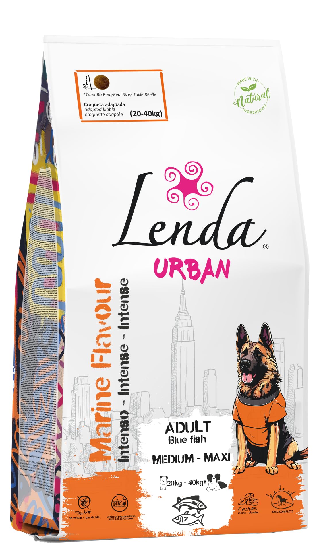 Lenda Urban Marine Flavour - Pescado Azul 15KG | Pienso para Perros Medium-Maxi (20-40 kg) | Comida Perros Grandes Completa y Equilibrada | Pienso para Perros de Razas Medianas y Grandes