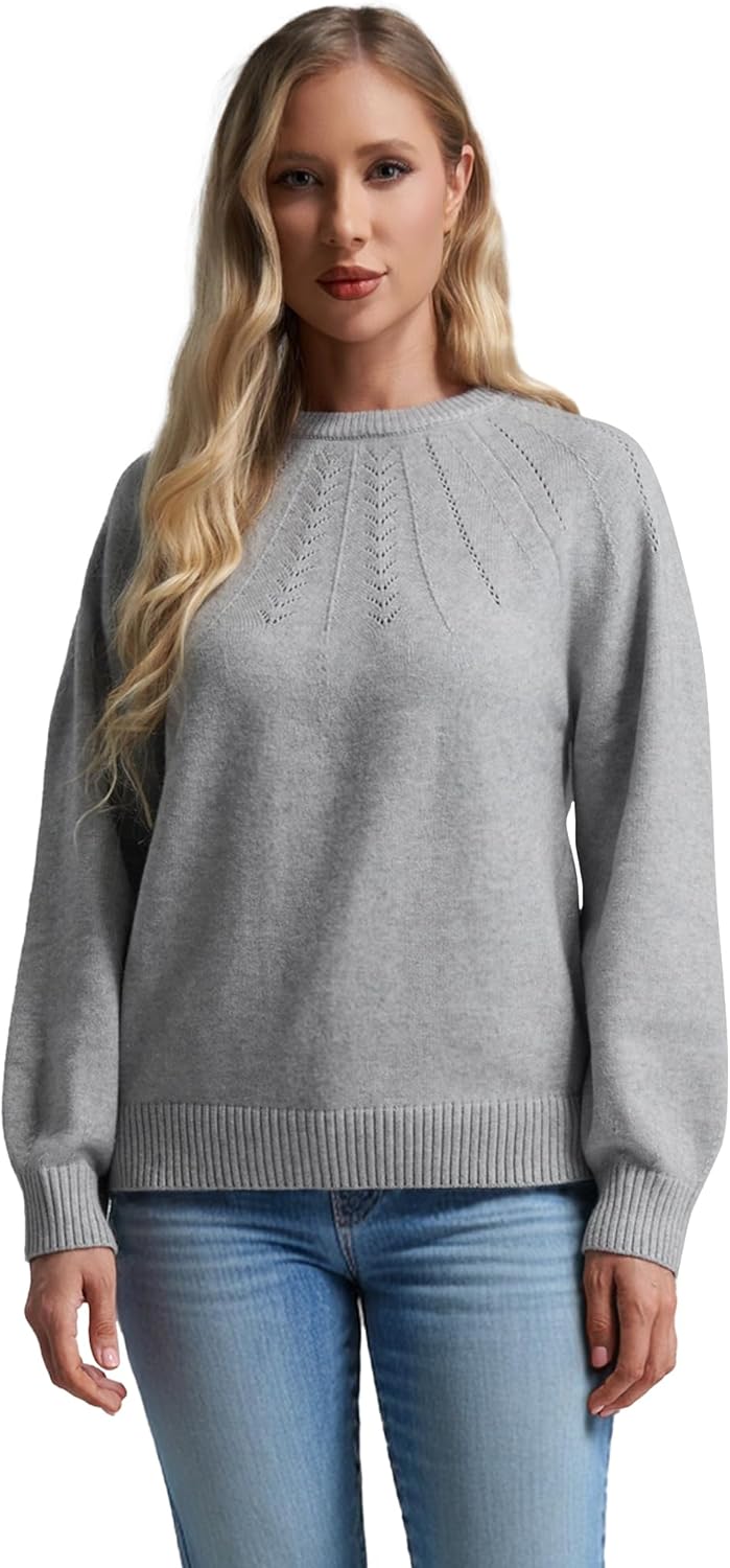 COSSEN Womens Fall Sweater Casual Long Sleeve Crewneck Pullover Sweaters Hollow Out Trendy Outfit - Image 5