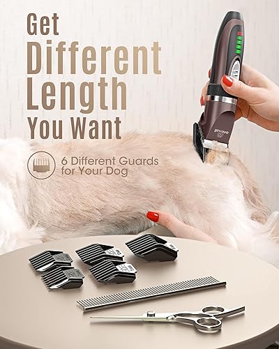Miniatura 7 de oneisall Cortapelos para perros de bajo ruido, 2 velocidades, silencioso, recargable, inalámbrico, para perros pequeños y grandes, gatos, animales