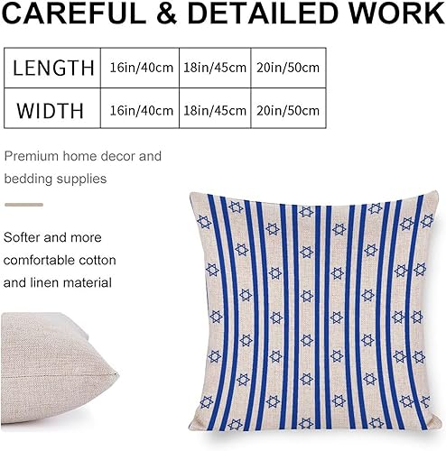 Miniatura 2 de Funda de almohada con forma de bandera de Israel, funda de almohada de lino y algodón para el hogar, sofá, automóvil, 16 x 16 pulgadas