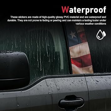 2 PCS Car B Pillar Decals, Vintage American Flag Patriotic Sticker, Cuttable Scratch Covering Protective Film, Universal Waterproof Self-adhesive Decoration Trim for Door Center Pillar (Red)