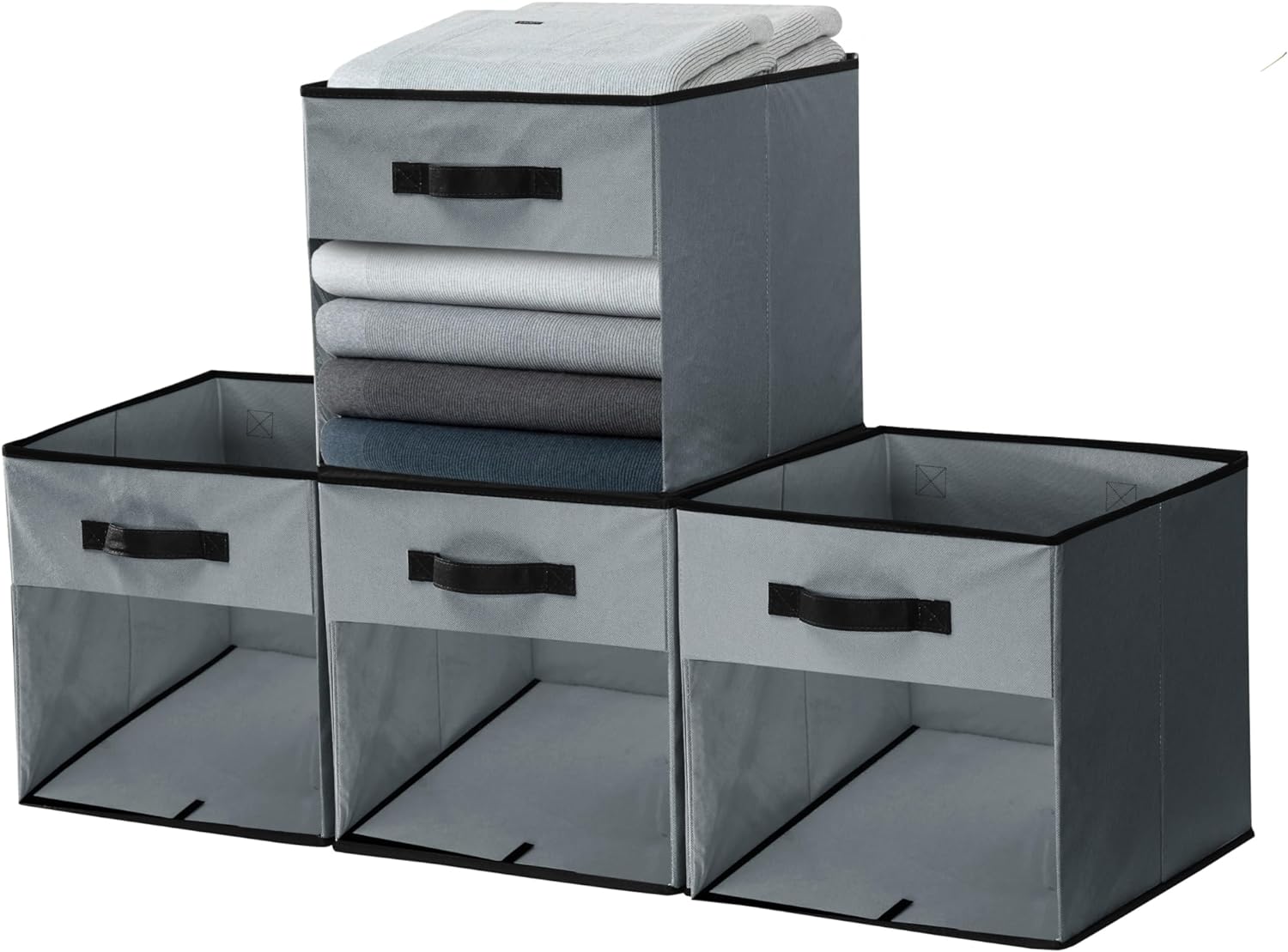 Storage Baskets for Shelves 13x15x13 Storage Cube Bins with Clear Window