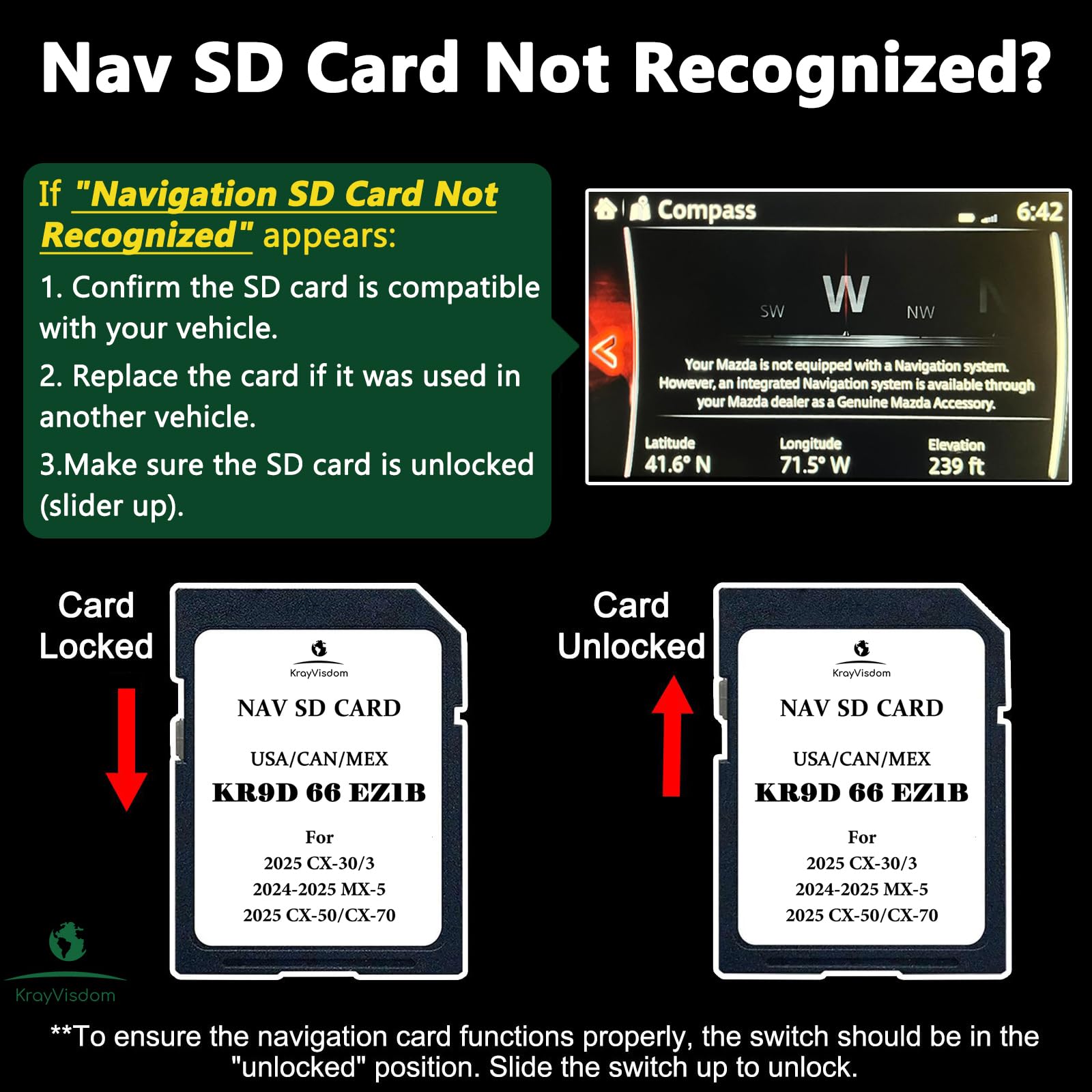 Amazon.com: Navigation SD Card KR9D66EZ1B | No Data Fee, Works