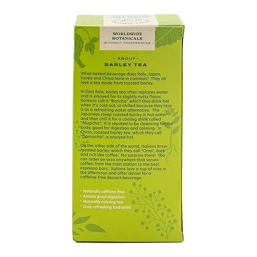 Miniatura 3 de Worldwide Botanicals Té orgánico de cebada tostada  3 veces más hierbas con 0.21 oz por bolsa de té  también conocido como Mugicha, Boricha,
