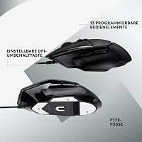 Logitech G G502 X Gaming Egér Kábeles LIGHTFORCE Hibrid Optikai-Mechanikus Gomb Hero 25K Szenzor PC Mac Windows Fekete - Gaming Souris, black, G502 X 5