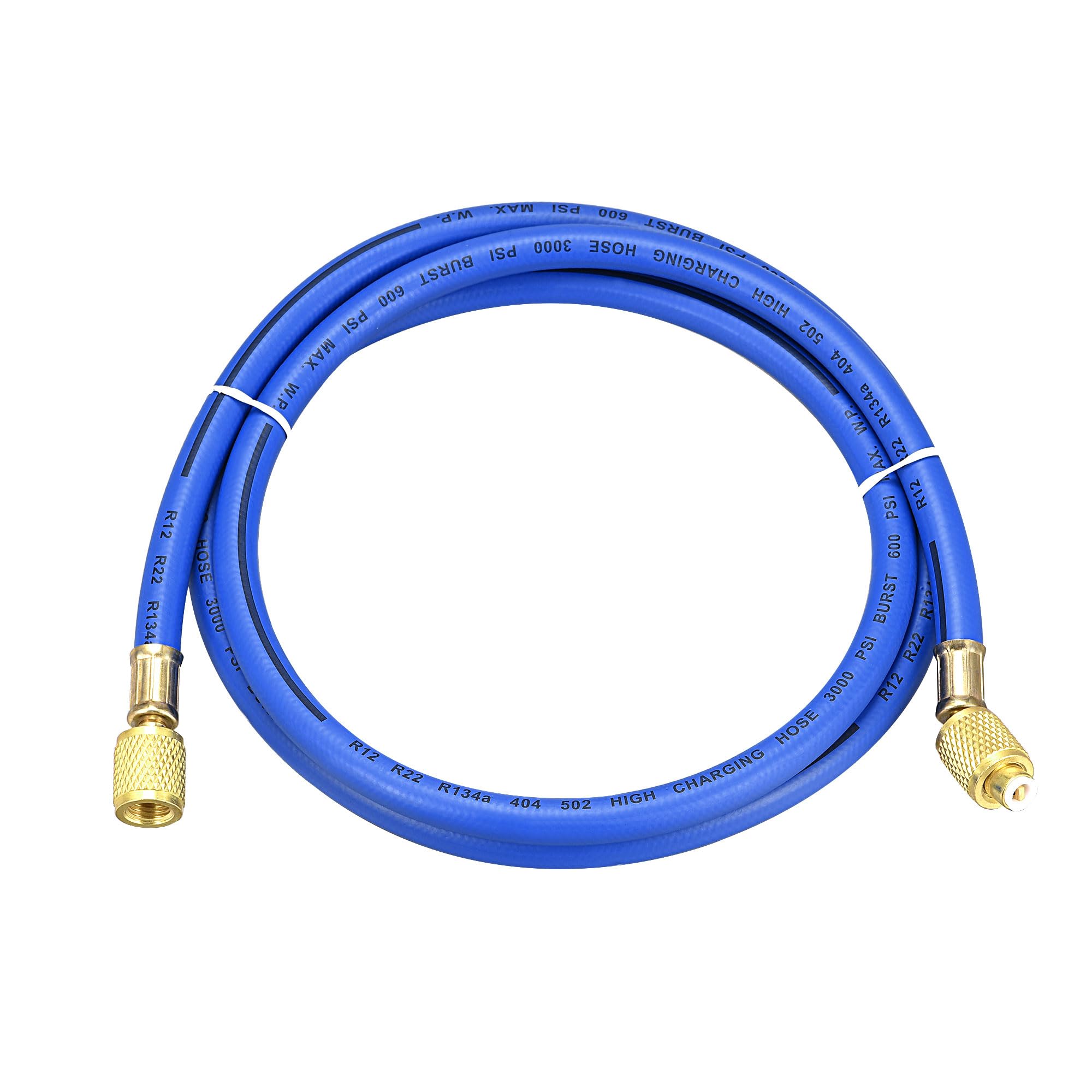 sourcing map Tuyau Remplissage réfrigérants 1/4pouce Filetage 4.92Pi Longueur 600PSI Tube pour Entretien Réfrigération Climatiseur Domestique Bleu