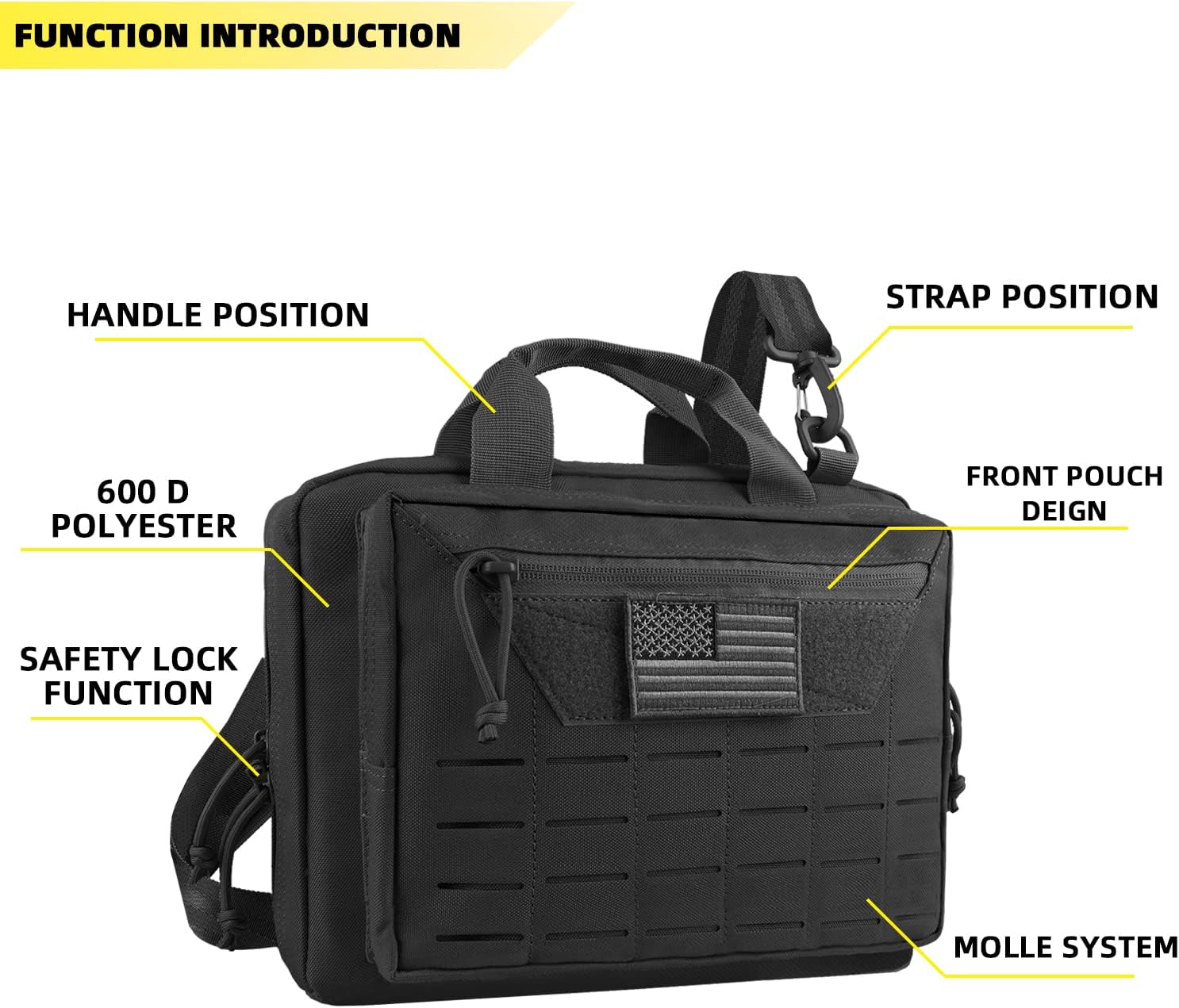AMYIPO Tactical Pistol Case Hunting Shooting Range Bag Soft Handgun Case Tactical Gun Range Bag - Image 3