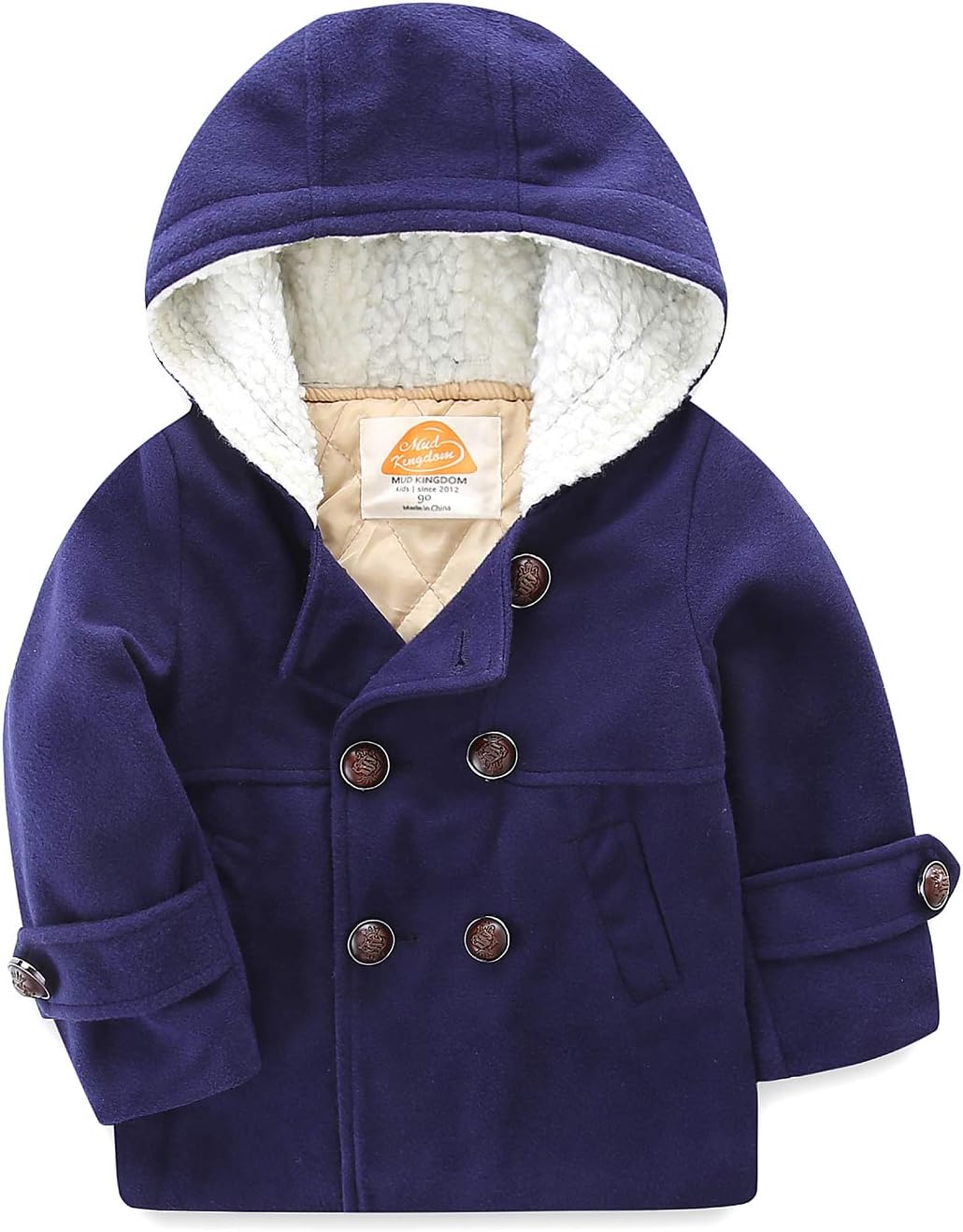 Mud Kingdom Boys Dress Coats with Hood Faux Wool Overcoat