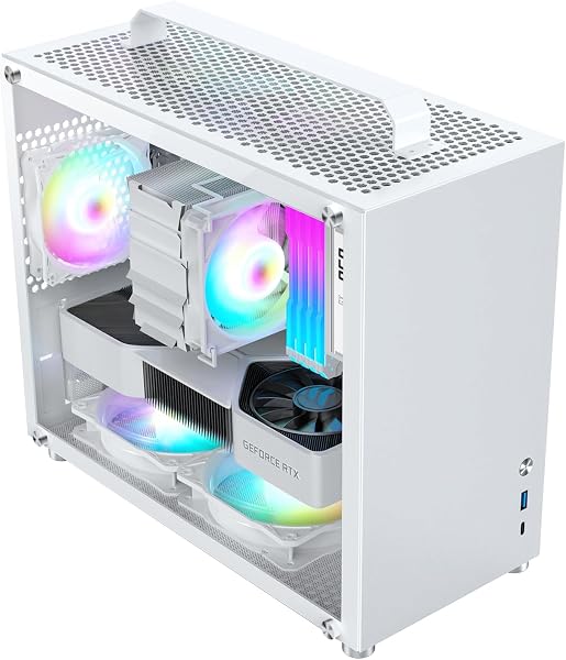 pcケース ミドルタワー pcケース 透明強化ガラスモデル micro-atx シルバー MINI型 - 3