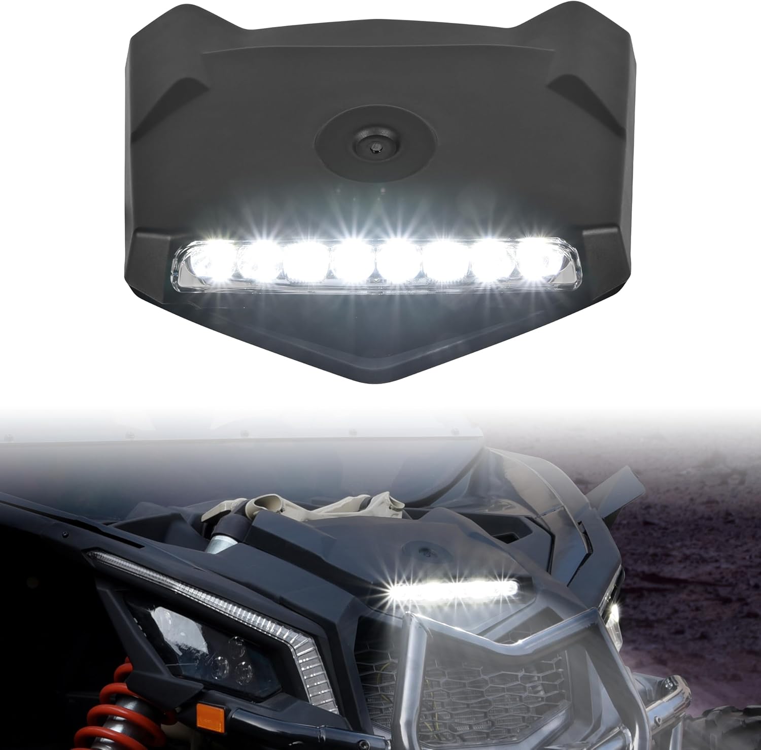 SAUTVS Sport Hood Scoop with LED Spotlight Accent Auxiliary Driving Spot Light for Can-Am Maverick X3 XDS XRS MAX Turbo RR 2017-2025 Accessories