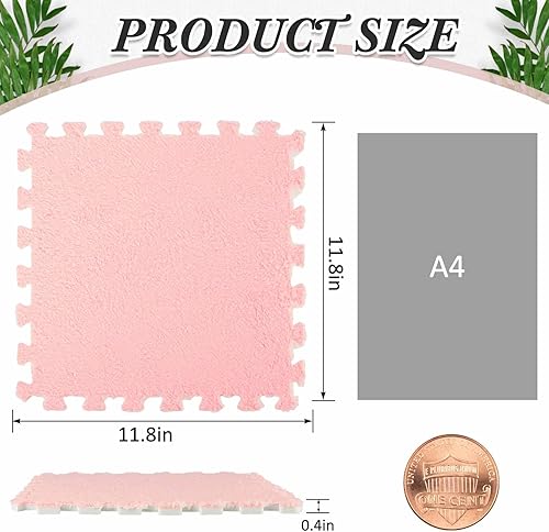 Miniatura 9 de Flutesan Tapete de espuma de felpa cuadrado entrelazado con tapete de juego para pisos, azulejos suaves de escalada para decoración del hogar y sala