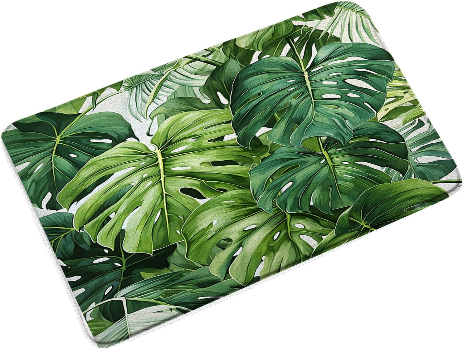 Amazon.com: Green Tropical Plant Bath Mat Monstera Watercolor Botanical ...