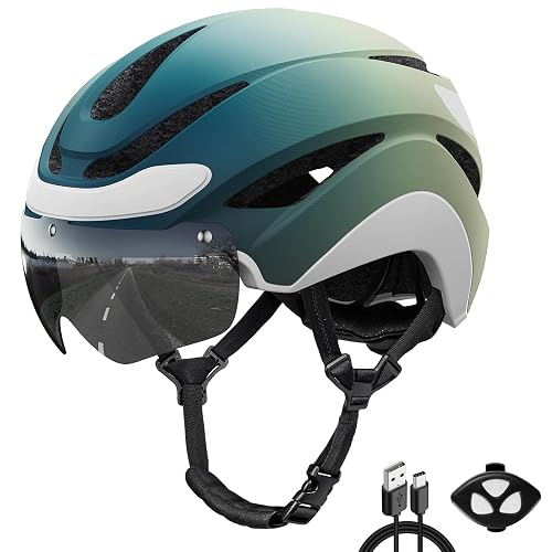 FRITTON Bike Helmet with LED Light Goggles and Visor