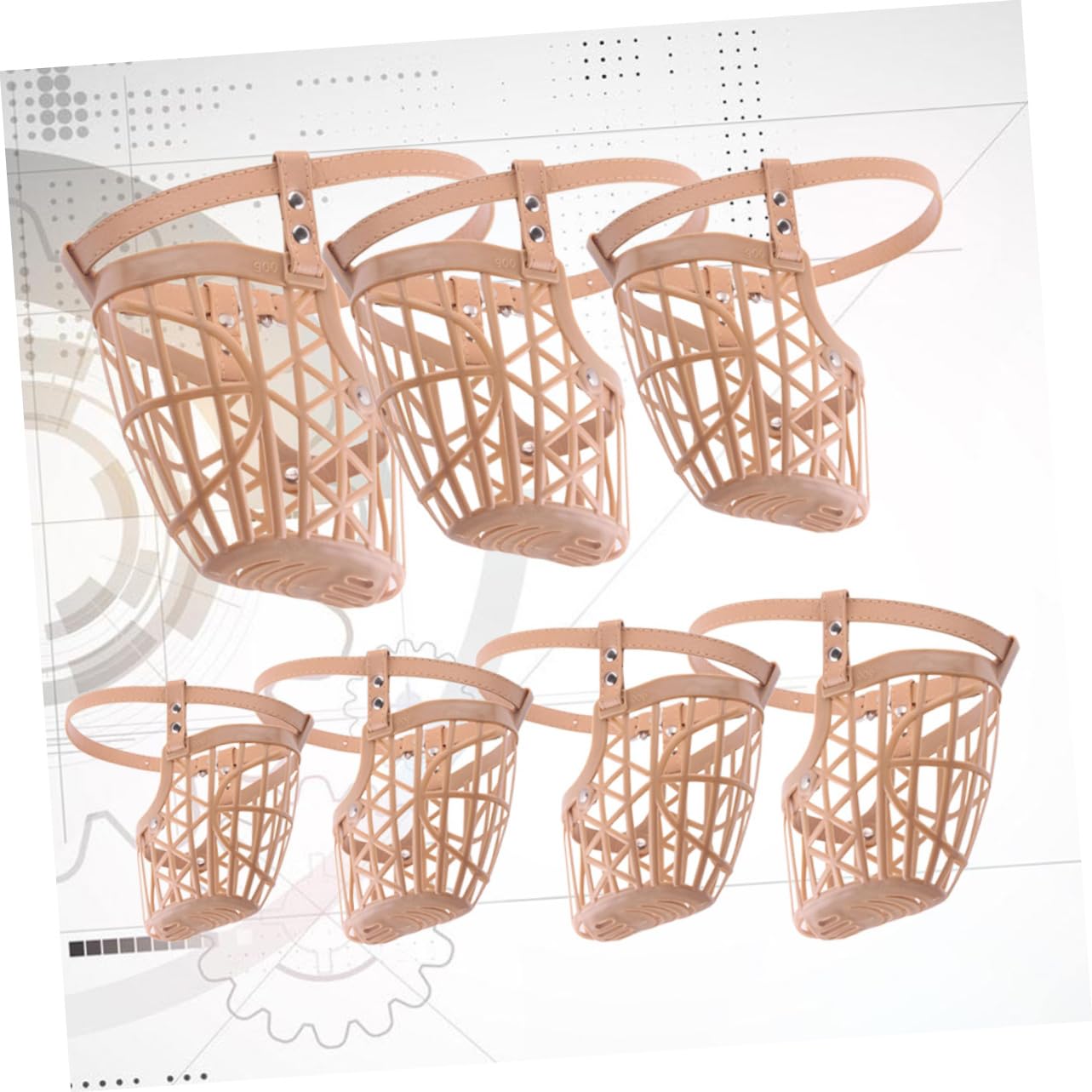 POPETPOP 1 Set Adjustable Dog Muzzle with Bite Basket Design Comfortable PU Leather Strap for Pet Safety for Training and Chewing Apricot